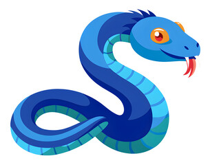 Obraz premium Blue snake, the animal symbolizing year 2025, isolated on tranparent background, PNG file, Generative AI 