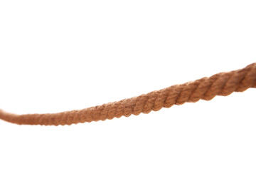 One braided hemp rope isolated on white