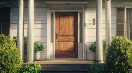 Tranquil Welcome: Front Porch of a Colonial Home