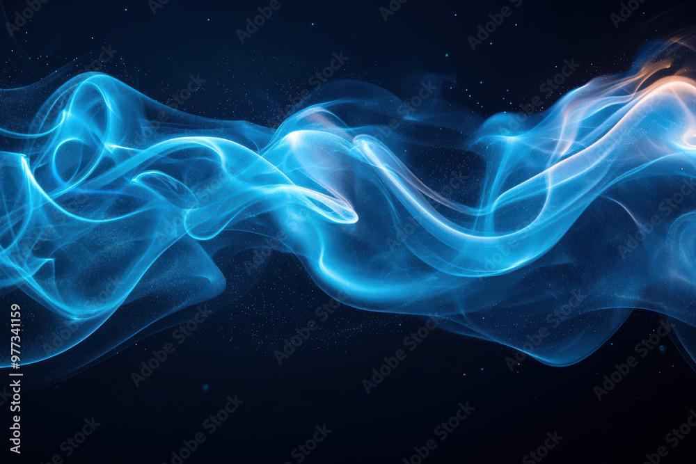 Poster abstract blue smoke flows against a dark background, creating a mesmerizing pattern of light and sha