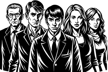 group of people in different poses silhouette
