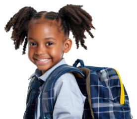 Smiling child with school backpack