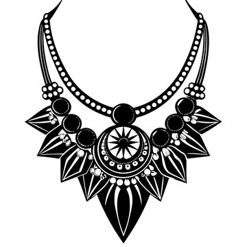black necklace design, elegant jewelry clip art preview