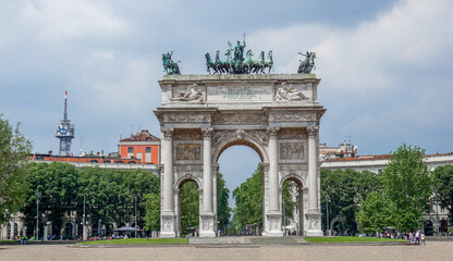 Arch of Peace in Sempione Park, Milan, Italy.