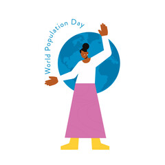 Woman happy World Population Day illustration