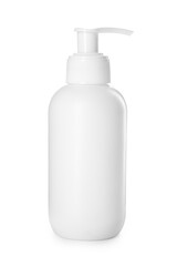 One shampoo bottle isolated on white. Personal care product