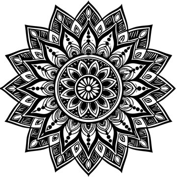 recommend clip art: mandala design image silhouette vector style, white background
                    
