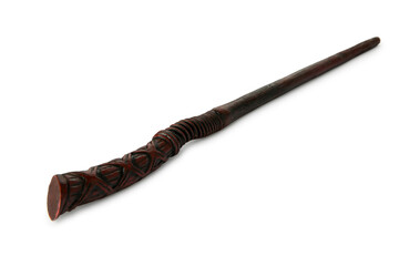 One wooden magic wand isolated on white