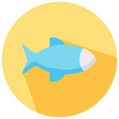 fish round flat vector icon