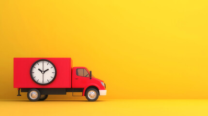 Delivery truck icon, stopwatch icon, express delivery service, 3D illustration