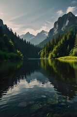 lake and mountains