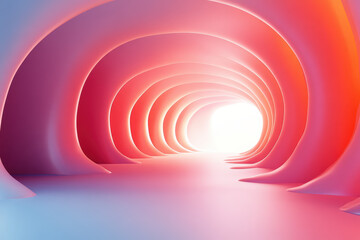 Obraz premium Abstract tunnel with vibrant pink and blue colors, showcasing a futuristic design and dynamic lighting, creating a sense of depth and movement.