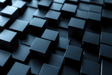 Fototapeta premium Abstract geometric background with black cubes creating a modern, sleek look. Perfect for technology, innovation, and design concepts.