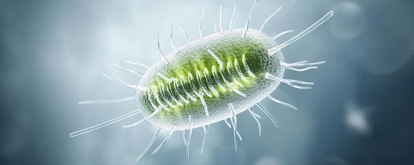 Fototapeta premium 3D model of a bacterial flagellum, rotary motor and helical filament, bacterial motility, bacterial flagellum, microbial movement