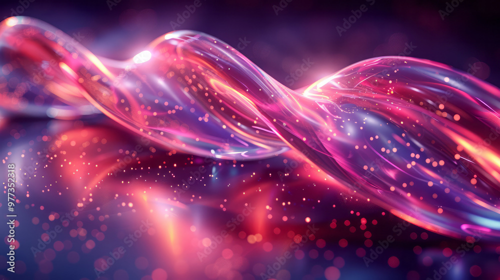 Aufkleber A 3D abstract element of twisted tubes filled with neon liquid, looping in complex patterns,