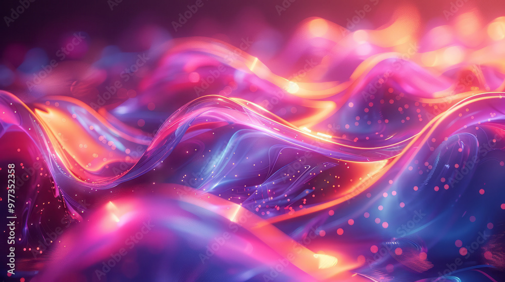 Aufkleber A 3D abstract element of twisted tubes filled with neon liquid, looping in complex patterns,