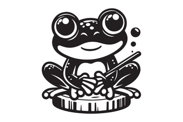 Frog Outline Silhouette Vector Graphic
