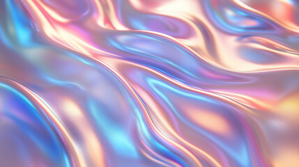 Fototapeta premium Background with abstract waves. Vibrant holographic chrome gradient. AI generative