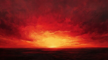 Obraz premium A stunning sunset with vibrant red and orange hues illuminating the sky and reflecting on the calm water below.