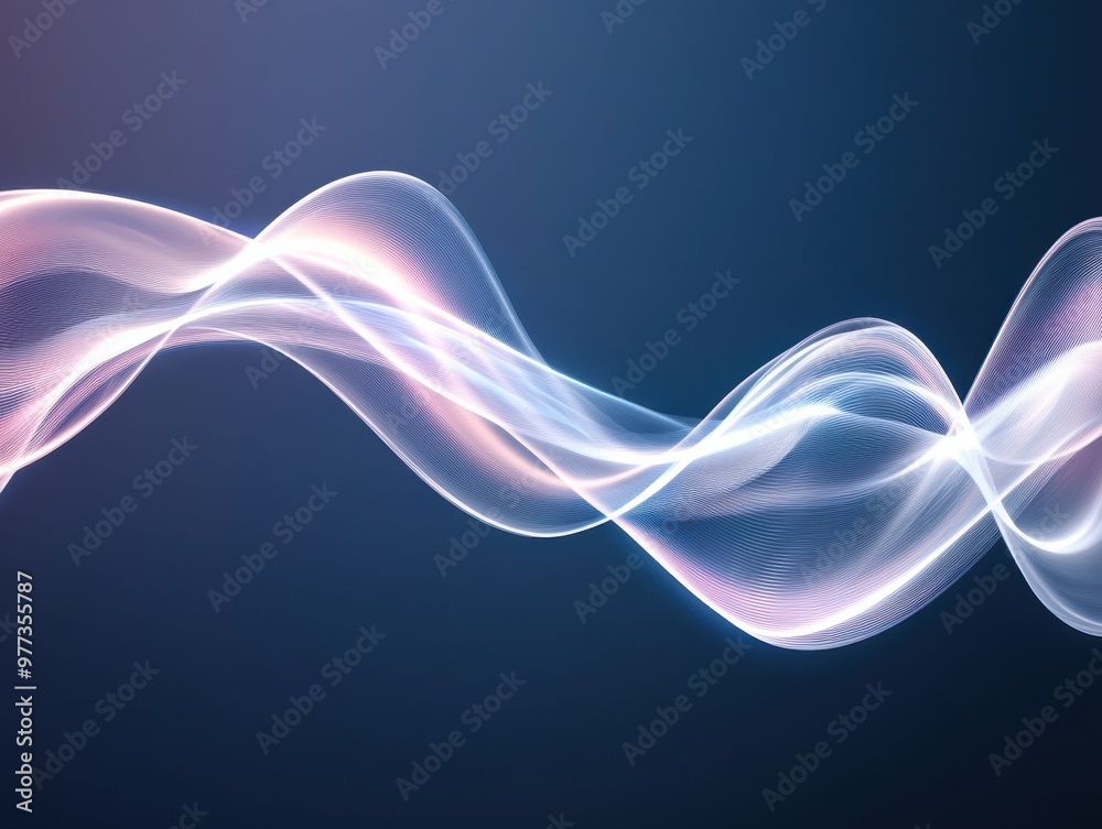 Wall mural elegant abstract design featuring flowing waves of light on a dark background, creating a sense of m