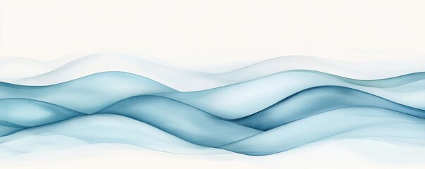 Obraz premium Elegant abstract composition of soft blue waves on a light backdrop, conveying tranquility and fluidity in design aesthetics.