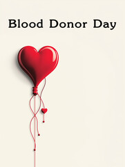 Blood donor Day with heart, blood donor for poster, banner, card, and background.