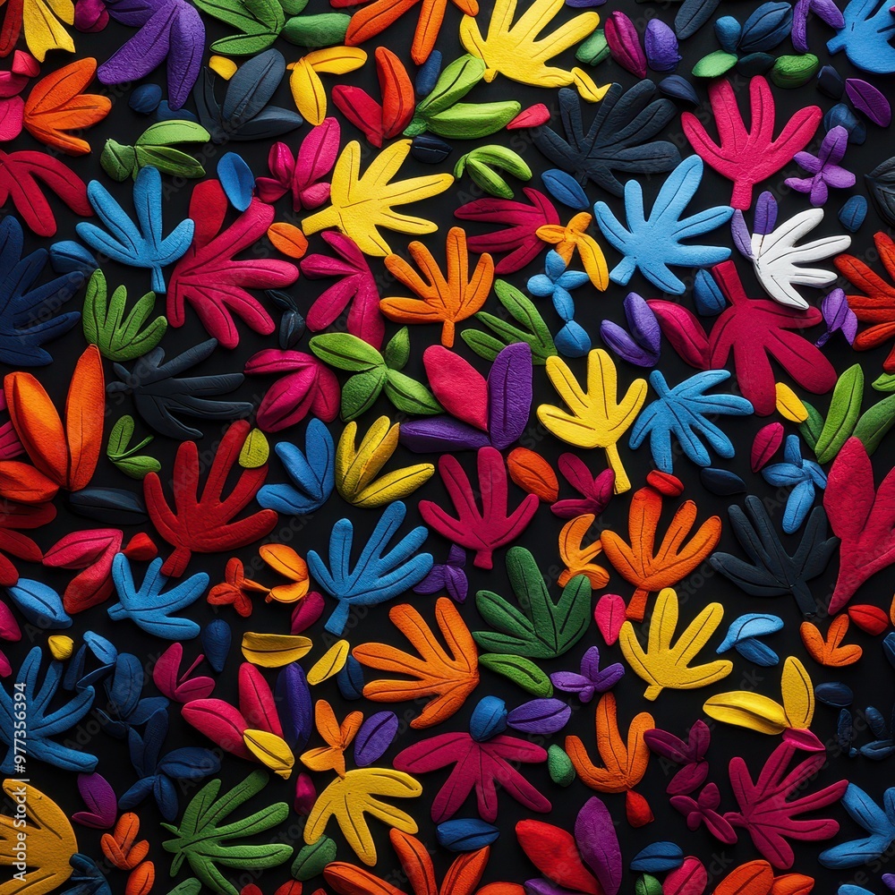 Poster vibrant and colorful abstract patterns featuring various shapes and textures, perfect for creative p