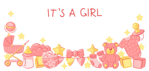 Baby shower frame. New born baby boy Happy Birthday.