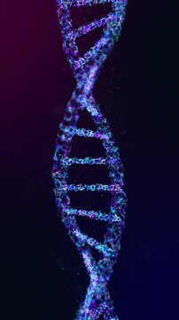 VERTICAL VIDEO, Abstract digital plexus DNA molecule, Blue background.
