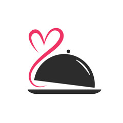 Catering vector logo badge. Cater service sign, outdoor dinner, restaurant business retro design