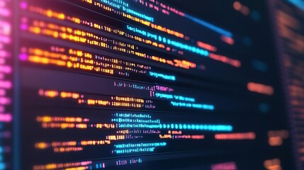 Advanced coding interface, holographic commands, glowing text, futuristic developer environment