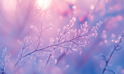 Naklejka premium A branch covered in frost and snow