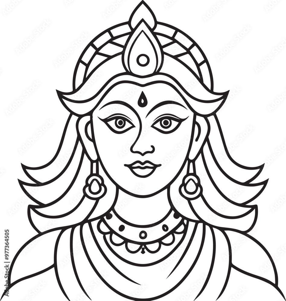 Wall mural durga line art vector