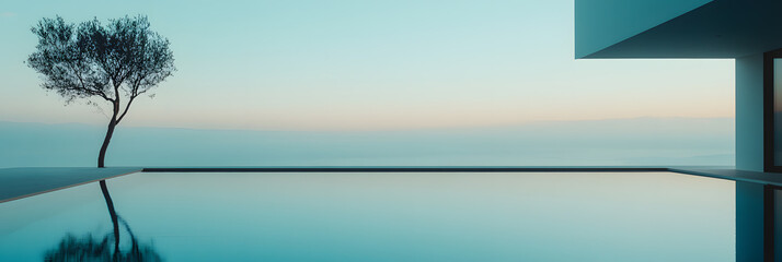 Aesthetic Luxury Photography Featuring Blue Colors and a Pure Luxury Pool, Elegant Poolside Design