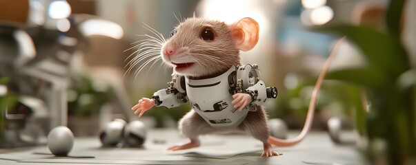 Robotic Exoskeleton Assisting Lab Mouse Through Obstacle Course