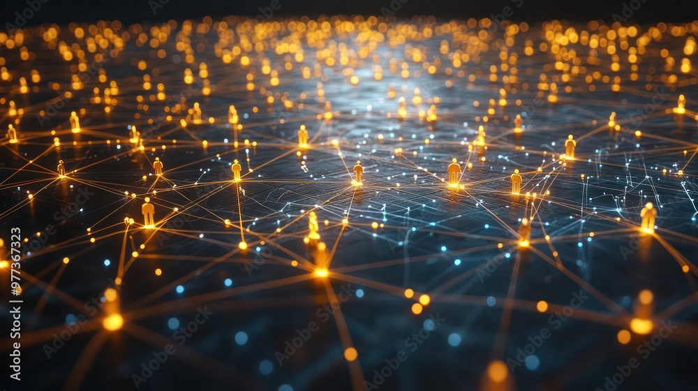 Poster A computer generated image of a network of people with yellow dots