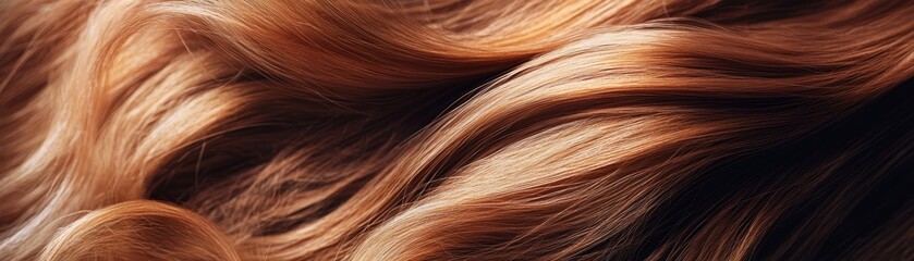 Fototapeta premium A close-up of flowing, luxurious hair showcasing rich texture and vibrant color. Perfect for beauty and fashion themes.