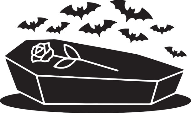 recommend clip art: Halloween Coffin Silhouette Vector Icon illustration on white Background.