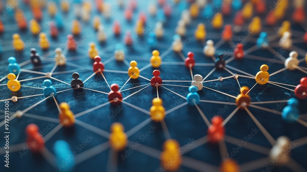 Poster a bunch of people are connected by strings