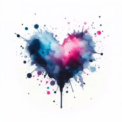 Fototapeta premium Photo of a Heart-shaped watercolor painting on a white background 