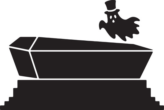 recommend clip art: Halloween Coffin Silhouette Vector Icon illustration on white Background.