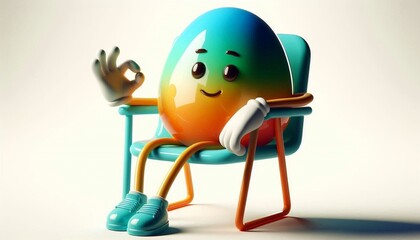 3D Cartoon Character Chair Illustrations.