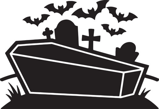 recommend clip art: Halloween Coffin Silhouette Vector Icon illustration