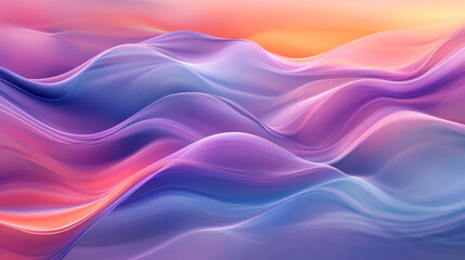 Naklejka premium “This captivating abstract digital artwork showcases smooth, flowing waves of gradient hues, blending shades of purple, pink, blue, and orange. A vibrant and fluid composition
