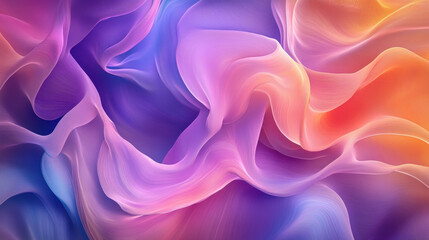 Obraz premium “This captivating abstract digital artwork showcases smooth, flowing waves of gradient hues, blending shades of purple, pink, blue, and orange. A vibrant and fluid composition