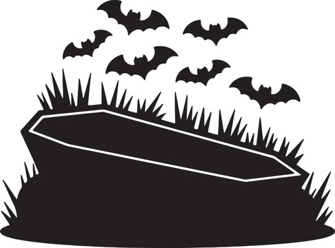 recommend clip art: Halloween Coffin Silhouette Vector Icon illustration