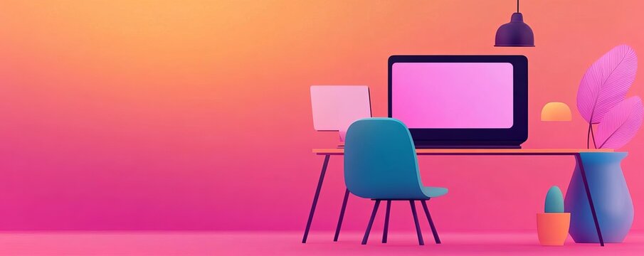 Software UI for virtual events, modern, vibrant color pops, live streaming, and chat tools