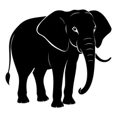 Fototapeta premium Black elephant silhouette Vector illustration Set of elephant animal silhouette on transparent background