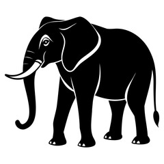 Black elephant silhouette Vector illustration Set of elephant animal silhouette on transparent background