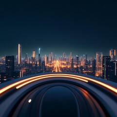 Obraz premium Virtual tour UI, 360-degree city view, interactive elements, futuristic travel experience